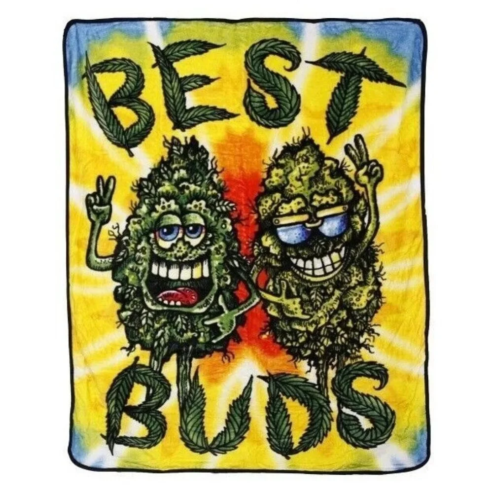 New Best Buds Pot Leaf Plush Fleece Throw Gift Blanket Weed Smoke 420 Canabis - Picture 1 of 2